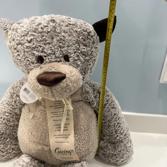 Demdaco Jumbo Giving Bear in Gray, Cream, Beige - Picture 15 of 16